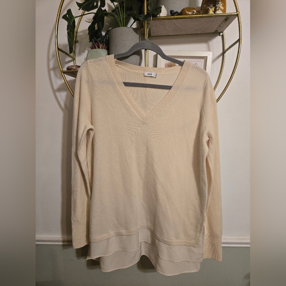 Vince Wool Cashmere And Silk Double Layer Sweater
